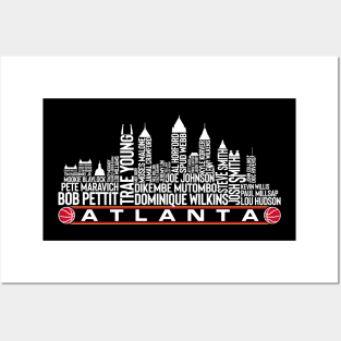 Atlanta Basketball Team All Time Legends, Atlanta City Skyline Posters and Art